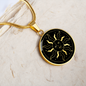 Sacred Geometry Sun Face Circle Necklace Stainless Steel or 18k Gold 18-22"-Express Your Love Gifts