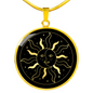Sacred Geometry Sun Face Circle Necklace Stainless Steel or 18k Gold 18-22"-Express Your Love Gifts
