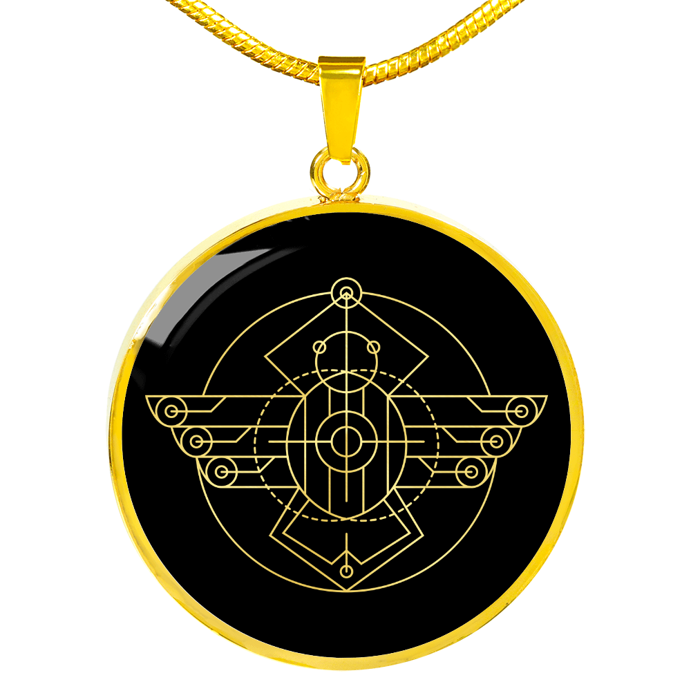 Sacred Geometry The Egyptian Scarab Circle Necklace Stainless Steel or 18k Gold 18-22"-Express Your Love Gifts