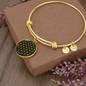 Sacred Geometry The Flower of Life Stylized Version Bracelet Stainless Steel or 18k Gold Circle Bangle-Express Your Love Gifts