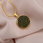Sacred Geometry The Flower of Life Stylized Version Circle Necklace Stainless Steel or 18k Gold 18-22"-Express Your Love Gifts