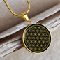 Sacred Geometry The Flower of Life Stylized Version Circle Necklace Stainless Steel or 18k Gold 18-22"-Express Your Love Gifts