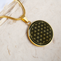 Sacred Geometry The Flower of Life Stylized Version Circle Necklace Stainless Steel or 18k Gold 18-22"-Express Your Love Gifts