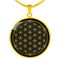 Sacred Geometry The Flower of Life Stylized Version Circle Necklace Stainless Steel or 18k Gold 18-22"-Express Your Love Gifts