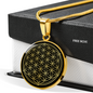 Sacred Geometry The Flower of Life Stylized Version Circle Necklace Stainless Steel or 18k Gold 18-22"-Express Your Love Gifts
