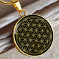 Sacred Geometry The Flower of Life Stylized Version Circle Necklace Stainless Steel or 18k Gold 18-22"-Express Your Love Gifts