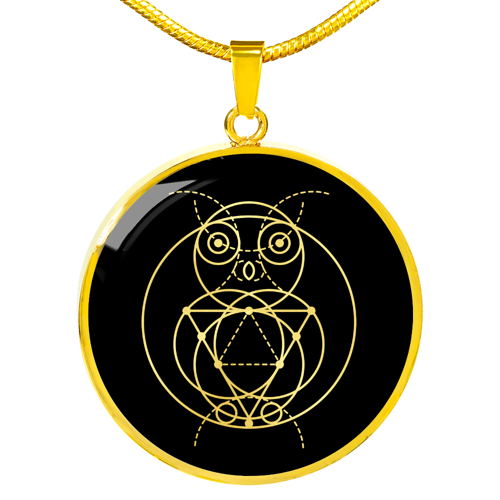 Sacred Geometry The Owl Circle Necklace Stainless Steel or 18k Gold 18-22"-Express Your Love Gifts