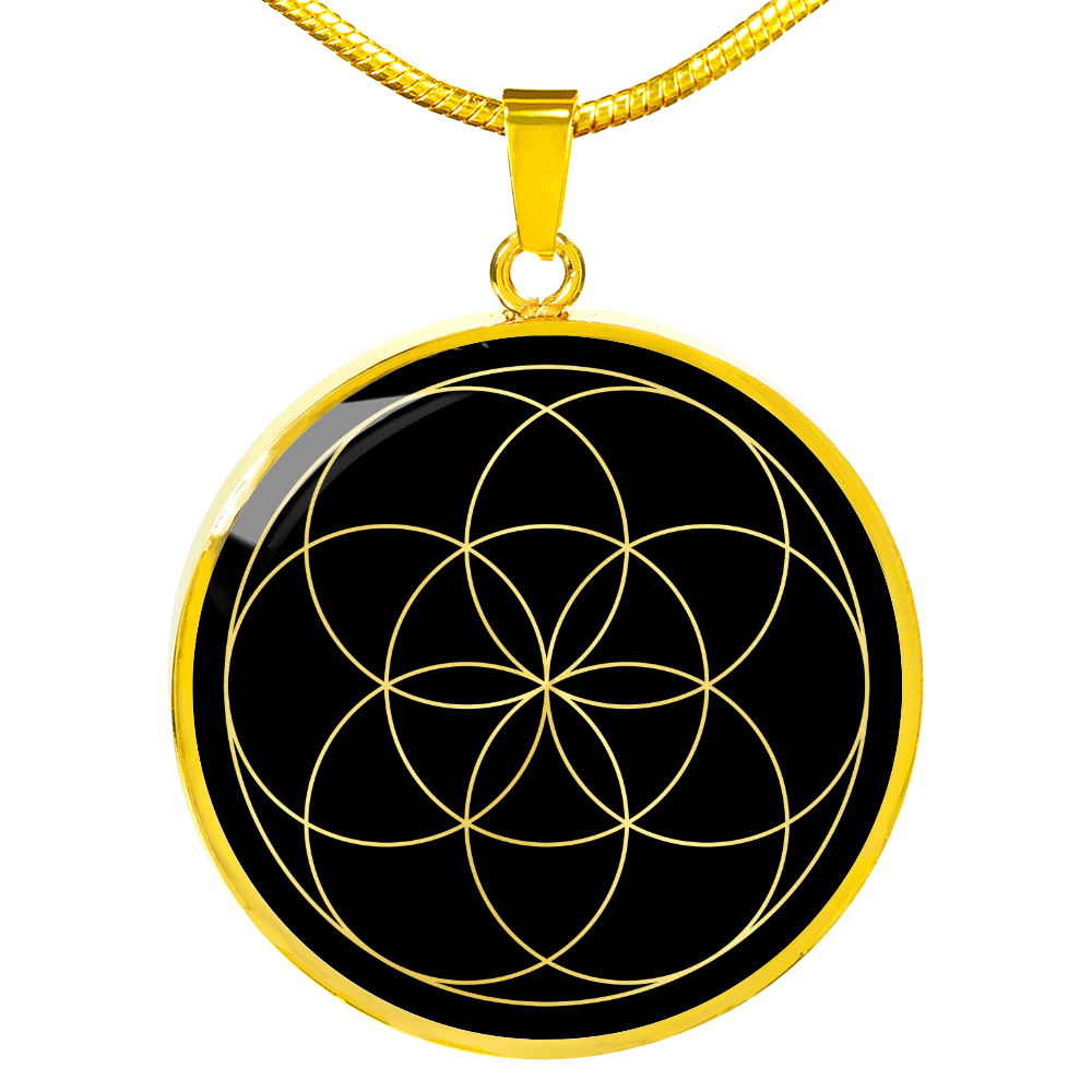 Sacred Geometry The Seed of Life Circle Necklace Stainless Steel or 18k Gold 18-22"-Express Your Love Gifts