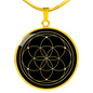 Sacred Geometry The Seed of Life Stylized Version Circle Necklace Stainless Steel or 18k Gold 18-22"-Express Your Love Gifts