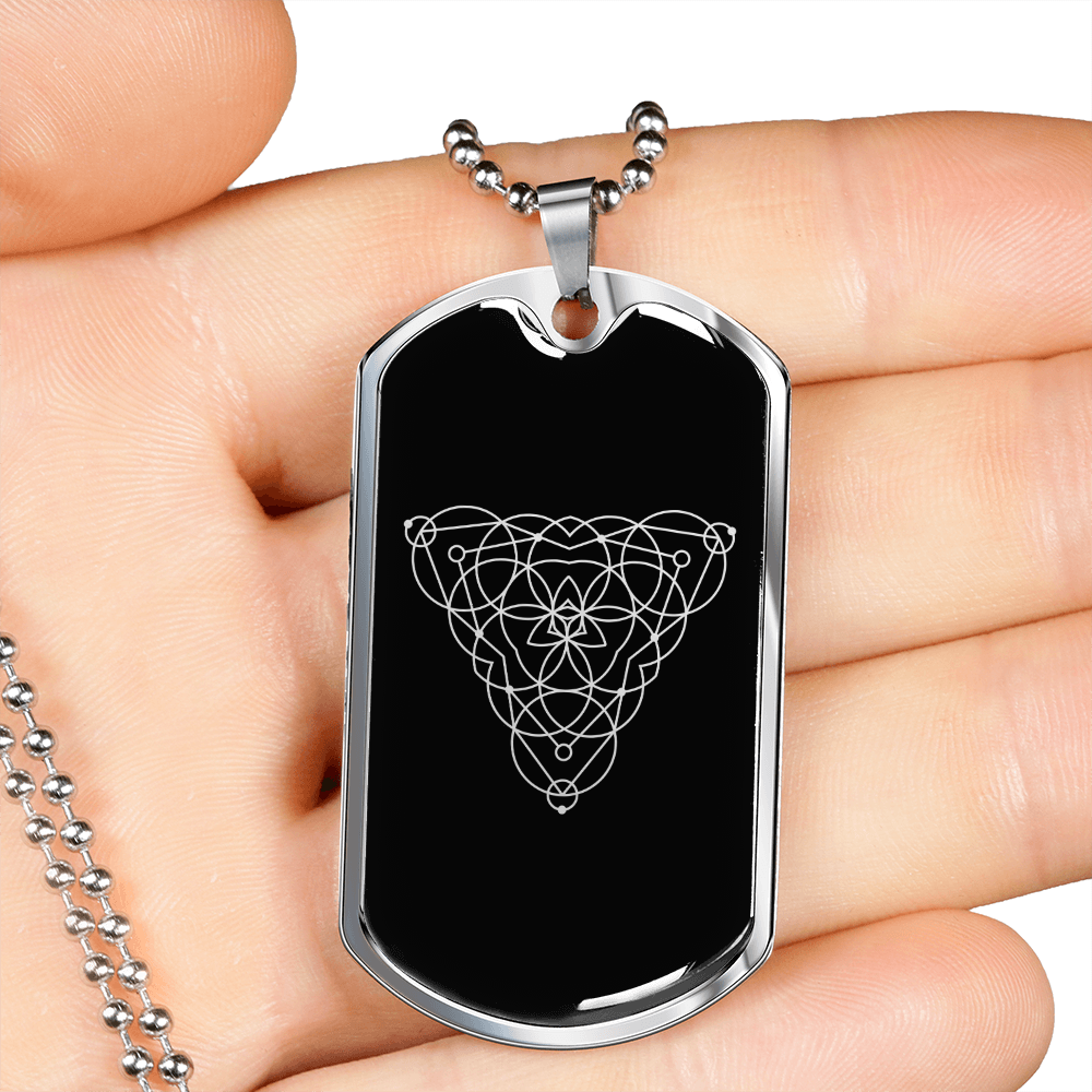 Sacred Geometry Triangle Circles Necklace Stainless Steel or 18k Gold Dog Tag-Express Your Love Gifts