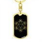 Sacred Geometry Triangles in Hexagon Keychain Stainless Steel or 18k Gold Dog Tag Keyring-Express Your Love Gifts