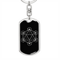 Sacred Geometry Triangles in Hexagon Keychain Stainless Steel or 18k Gold Dog Tag Keyring-Express Your Love Gifts