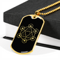 Sacred Geometry Triangles in Hexagon Necklace Stainless Steel or 18k Gold Dog Tag-Express Your Love Gifts
