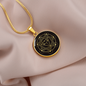 Sacred Geometry With Different Shapes Inside the Circle Black Circle Necklace Stainless Steel or 18k Gold 18-22"-Express Your Love Gifts