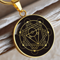 Sacred Geometry With Different Shapes Inside the Circle Black Circle Necklace Stainless Steel or 18k Gold 18-22"-Express Your Love Gifts