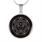 Sacred Geometry With Different Shapes Inside the Circle Black Circle Necklace Stainless Steel or 18k Gold 18-22"-Express Your Love Gifts