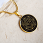 Sacred Geometry With Different Shapes Inside the Circle Black Circle Necklace Stainless Steel or 18k Gold 18-22"-Express Your Love Gifts