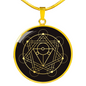 Sacred Geometry With Different Shapes Inside the Circle Black Circle Necklace Stainless Steel or 18k Gold 18-22"-Express Your Love Gifts