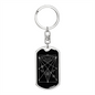 Sacred Geometry With Lines Inside a Rectangle Keychain Stainless Steel or 18k Gold Dog Tag Keyring-Express Your Love Gifts