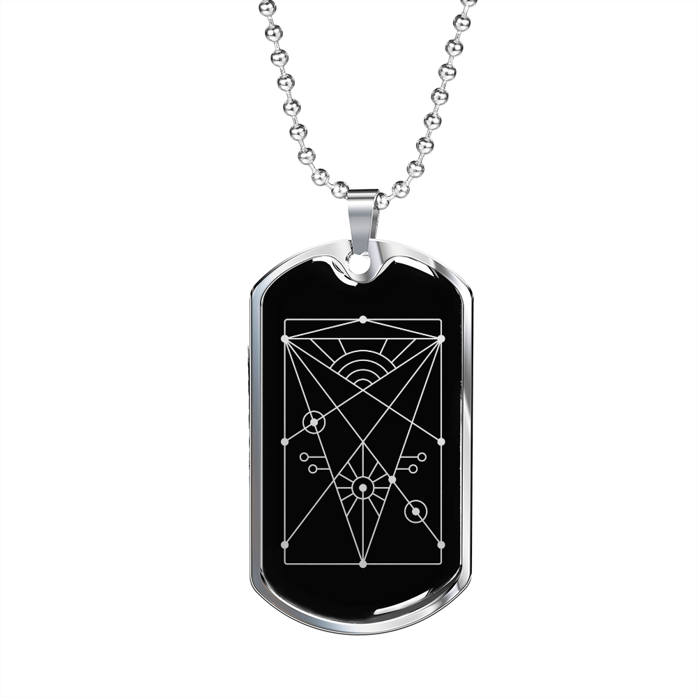 Sacred Geometry With Lines Inside a Rectangle Necklace Stainless Steel or 18k Gold Dog Tag-Express Your Love Gifts