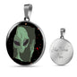 Sad Alien Waving Circle Pendant UFO Alien Fan Necklace Stainless Steel or 18k Gold 18-22"-Express Your Love Gifts