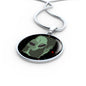 Sad Alien Waving Circle Pendant UFO Alien Fan Necklace Stainless Steel or 18k Gold 18-22"-Express Your Love Gifts