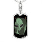 Sad Alien Waving Dog Tag Keychain Stainless Steel or 18k Gold Keyring-Express Your Love Gifts