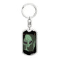 Sad Alien Waving Dog Tag Keychain Stainless Steel or 18k Gold Keyring-Express Your Love Gifts