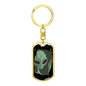 Sad Alien Waving Dog Tag Keychain Stainless Steel or 18k Gold Keyring-Express Your Love Gifts
