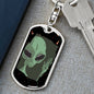 Sad Alien Waving Dog Tag Keychain Stainless Steel or 18k Gold Keyring-Express Your Love Gifts
