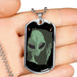 Sad Alien Waving Necklace UFO Alien Fan Gift Stainless Steel or 18k Gold Dog Tag 24" Chain-Express Your Love Gifts