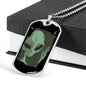 Sad Alien Waving Necklace UFO Alien Fan Gift Stainless Steel or 18k Gold Dog Tag 24" Chain-Express Your Love Gifts