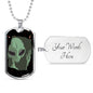Sad Alien Waving Necklace UFO Alien Fan Gift Stainless Steel or 18k Gold Dog Tag 24" Chain-Express Your Love Gifts