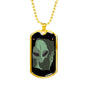 Sad Alien Waving Necklace UFO Alien Fan Gift Stainless Steel or 18k Gold Dog Tag 24" Chain-Express Your Love Gifts