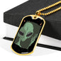 Sad Alien Waving Necklace UFO Alien Fan Gift Stainless Steel or 18k Gold Dog Tag 24" Chain-Express Your Love Gifts