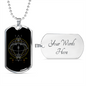 Sagittarius Black Zodiac Necklace Stainless Steel or 18k Gold Dog Tag 24" Chain-Express Your Love Gifts
