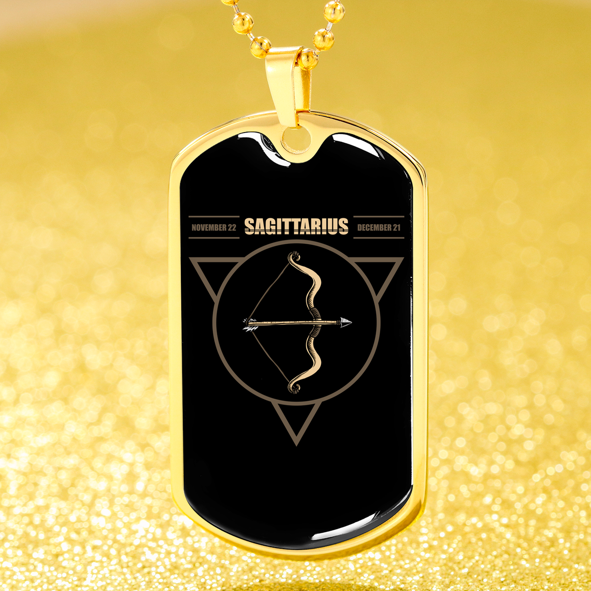 Sagittarius Dog Tag Zodiac Sign Universe Stainless Steel or 18k Gold 24"-Express Your Love Gifts