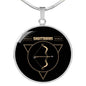 Sagittarius Universe Zodiac Sign Circle Necklace Stainless Steel or 18k Gold 18-22"-Express Your Love Gifts