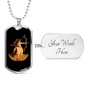 Sagittarius Woman Zodiac Necklace Stainless Steel or 18k Gold Dog Tag 24" Chain-Express Your Love Gifts