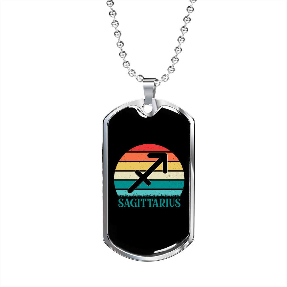 Sagittarus Colors Zodiac Necklace Stainless Steel or 18k Gold Dog Tag 24" Chain-Express Your Love Gifts