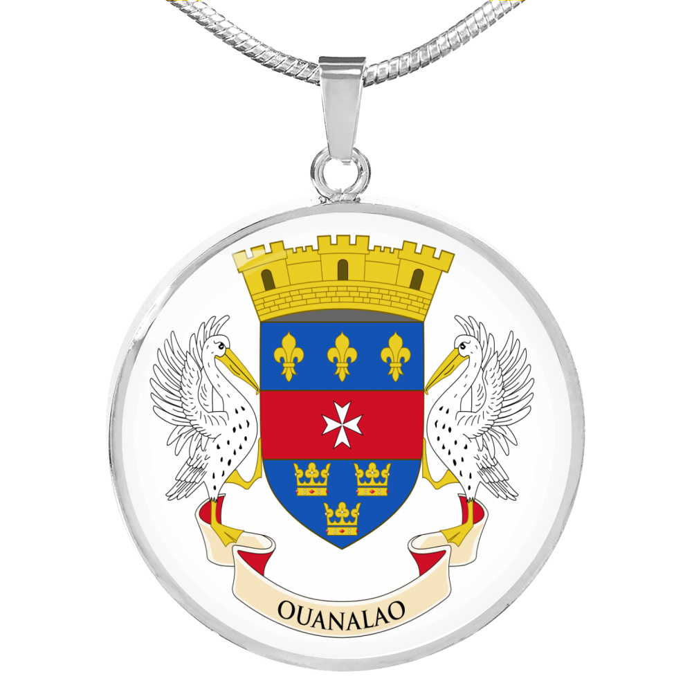 Saint Barthelemy Flag Necklace Circle Pendant Stainless Steel or 18k Gold 18-22"-Express Your Love Gifts