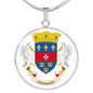 Saint Barthelemy Flag Necklace Circle Pendant Stainless Steel or 18k Gold 18-22"-Express Your Love Gifts