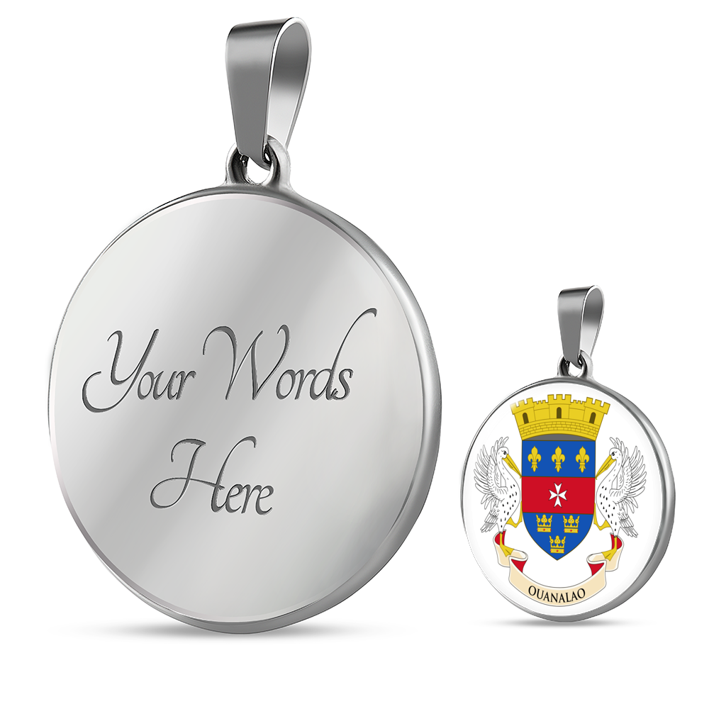 Saint Barthelemy Flag Necklace Circle Pendant Stainless Steel or 18k Gold 18-22"-Express Your Love Gifts