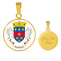 Saint Barthelemy Flag Necklace Circle Pendant Stainless Steel or 18k Gold 18-22"-Express Your Love Gifts