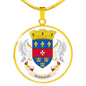 Saint Barthelemy Flag Necklace Circle Pendant Stainless Steel or 18k Gold 18-22"-Express Your Love Gifts