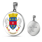 Saint Barthelemy Flag Necklace Circle Pendant Stainless Steel or 18k Gold 18-22"-Express Your Love Gifts