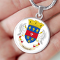 Saint Barthelemy Flag Necklace Circle Pendant Stainless Steel or 18k Gold 18-22"-Express Your Love Gifts