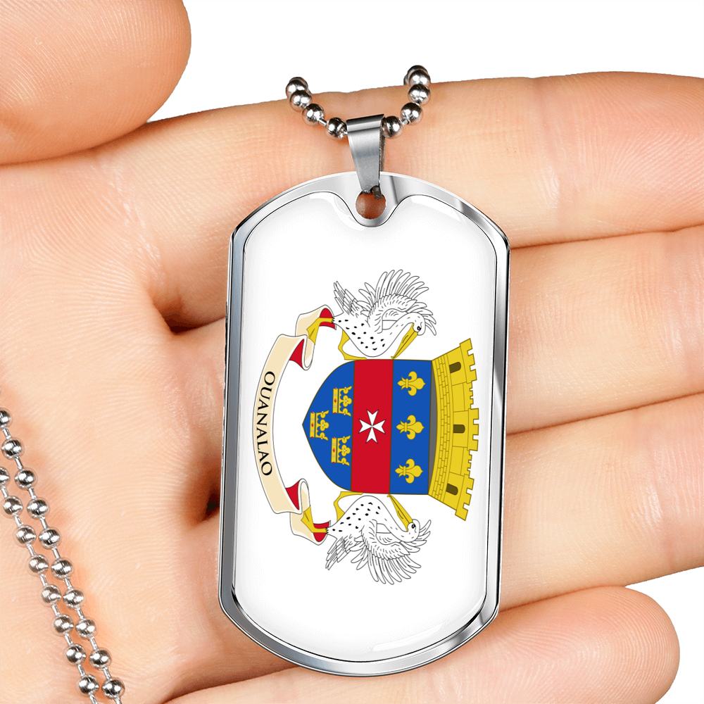 Saint Barthelemy Flag Necklace Stainless Steel or 18k Gold Dog Tag 24" Chain-Express Your Love Gifts