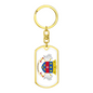 Saint Barthelemy Flag Swivel Keychain Dog Tag Stainless Steel or 18k Gold-Express Your Love Gifts