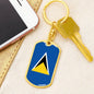 Saint Lucia Flag Keychain Dog Tag Stainless Steel or 18k Gold-Express Your Love Gifts